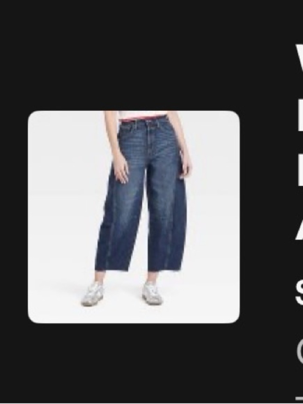 Universal Thread Women's Wide-Leg Dark Blue Denim Barrel Leg Jeans